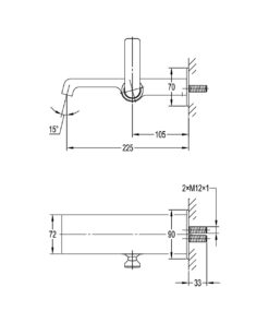 Powell FA0730 Monocomando de Pared para bañera - Imagen 2
